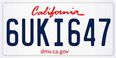 CA license plate 6UKI647
