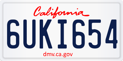 CA license plate 6UKI654