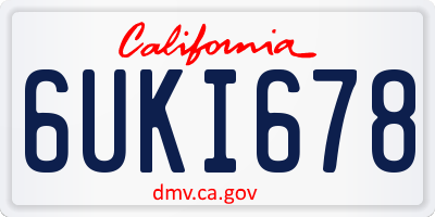 CA license plate 6UKI678