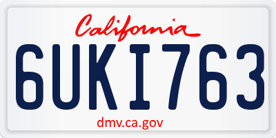 CA license plate 6UKI763