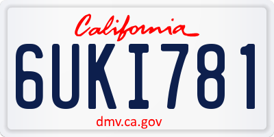 CA license plate 6UKI781