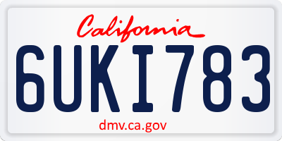 CA license plate 6UKI783