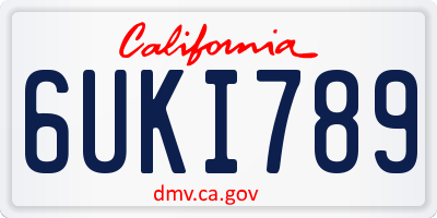 CA license plate 6UKI789