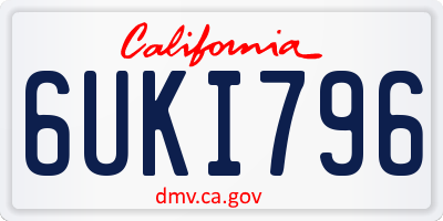 CA license plate 6UKI796