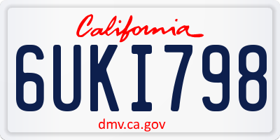 CA license plate 6UKI798