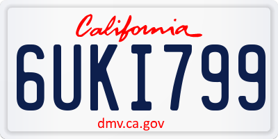 CA license plate 6UKI799