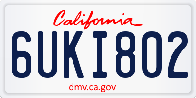 CA license plate 6UKI802