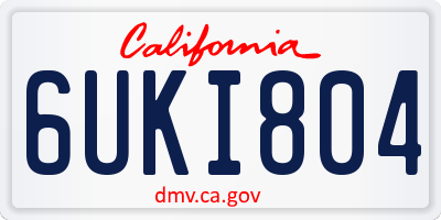 CA license plate 6UKI804