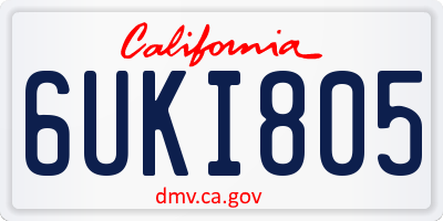 CA license plate 6UKI805