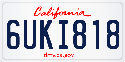 CA license plate 6UKI818