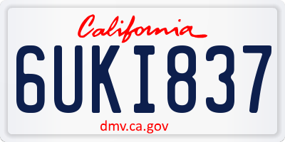CA license plate 6UKI837