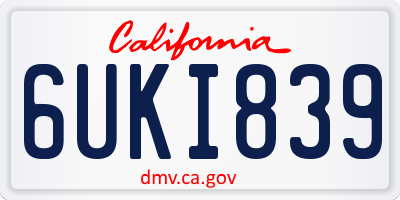CA license plate 6UKI839