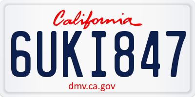 CA license plate 6UKI847