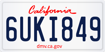 CA license plate 6UKI849