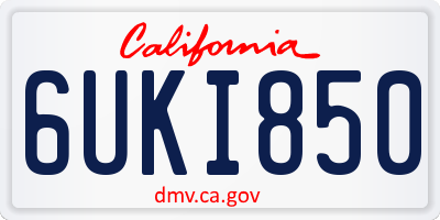 CA license plate 6UKI850