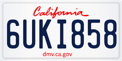 CA license plate 6UKI858