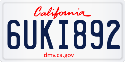CA license plate 6UKI892