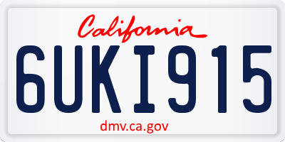 CA license plate 6UKI915