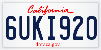 CA license plate 6UKI920