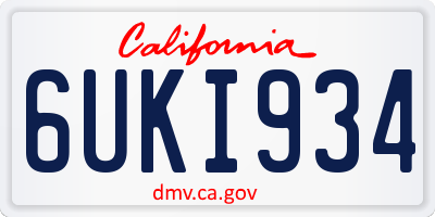 CA license plate 6UKI934