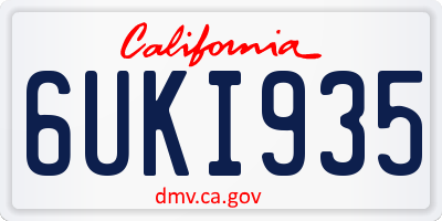 CA license plate 6UKI935