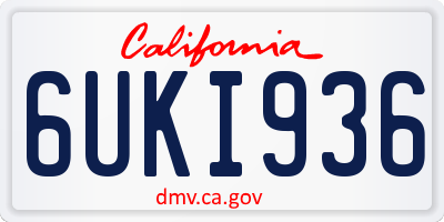 CA license plate 6UKI936