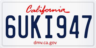 CA license plate 6UKI947