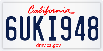 CA license plate 6UKI948