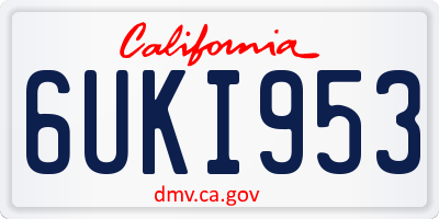 CA license plate 6UKI953