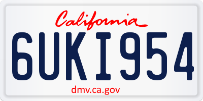 CA license plate 6UKI954