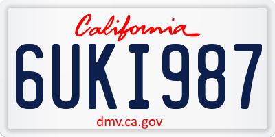 CA license plate 6UKI987