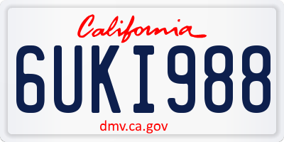 CA license plate 6UKI988