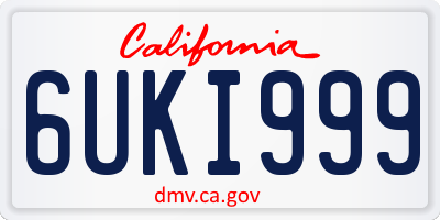 CA license plate 6UKI999