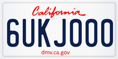 CA license plate 6UKJ000