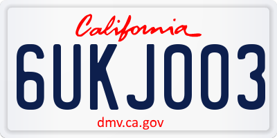 CA license plate 6UKJ003