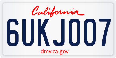 CA license plate 6UKJ007