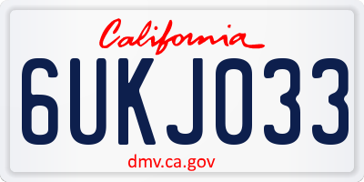 CA license plate 6UKJ033