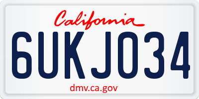 CA license plate 6UKJ034