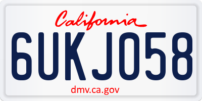 CA license plate 6UKJ058