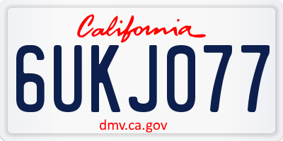 CA license plate 6UKJ077