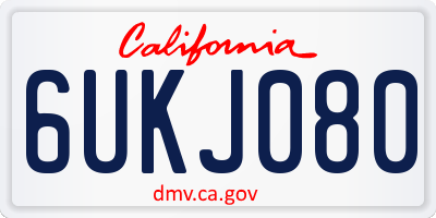 CA license plate 6UKJ080
