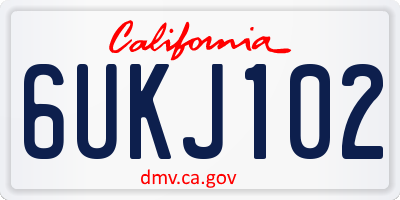 CA license plate 6UKJ102