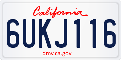 CA license plate 6UKJ116