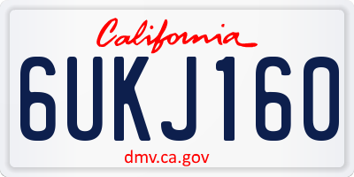 CA license plate 6UKJ160
