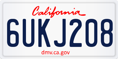 CA license plate 6UKJ208