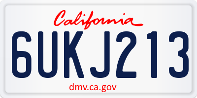 CA license plate 6UKJ213