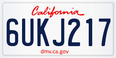 CA license plate 6UKJ217