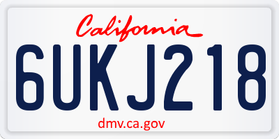 CA license plate 6UKJ218