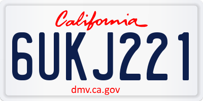 CA license plate 6UKJ221