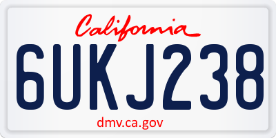 CA license plate 6UKJ238